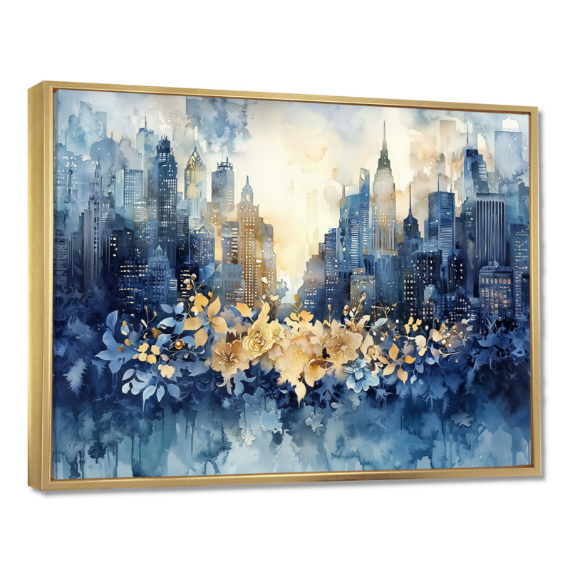 Odessie - Cityscapes Wall Art, H 12 po x l 20 po, Cadre flottant, Doré