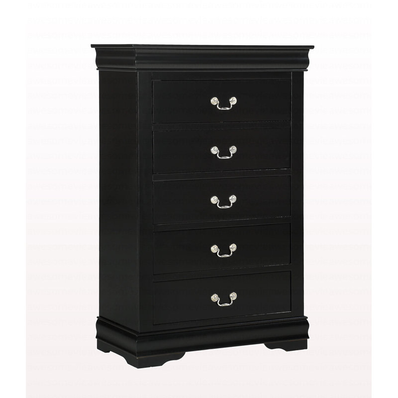 Armoire de rangement contemporaine élégante en bois massif avec 1 tiroir et 1 tiroir Louis Philip, Noir