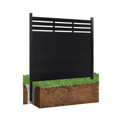 7.6ft H Semi-Closed Composite Privacy Fence Panel With Post (In-Ground 1.6ft, Groud 6ft )