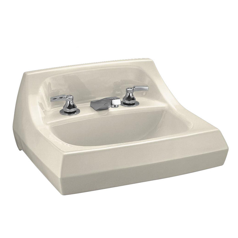 Kingston Ceramic 22" Wall Mount Bathroom Sink with Overflow, Almond