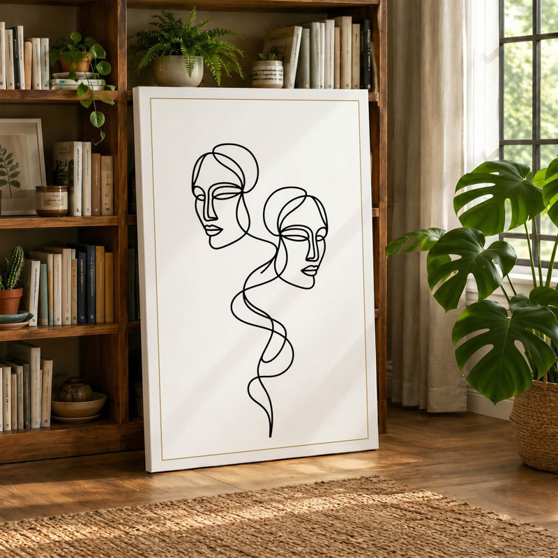 Connected Duality Minimalist - Wrapped Canvas, 36x24 - 91.4 x 61.0 cm, Sage Border