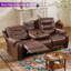 Ensemble de salon inclinable manuel en similicuir 2 pièces avec console cachée-1052030944