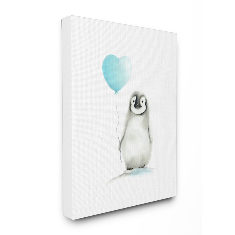 Art sur toile, bébé pingouin, Toile tendue, H 20 po x l 16 po