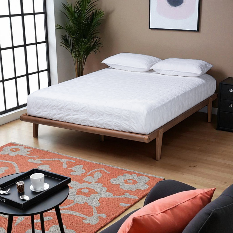Live Edge Full Size Platform Bed Frame in Brown Finish, 12.56'' H X 56.52'' W X 75.93'' L, Full