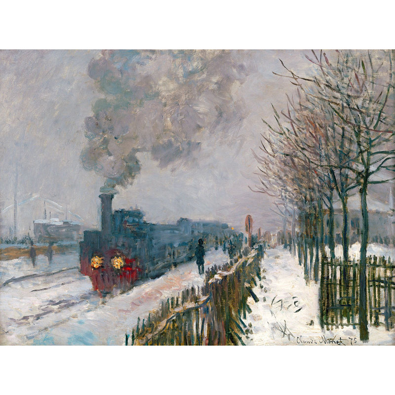 Le Train Dans La Neige by Claude Monet - Wrapped Canvas Painting, 90cm H x 120cm W x 4cm D