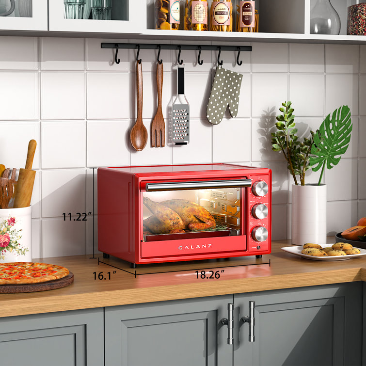 Galanz Large 6-Slice True Convection Toaster Oven, 8-in-1 Combo Bake,  Toast, Roast, Broil, 12” Pizza, Kitchen Appliance