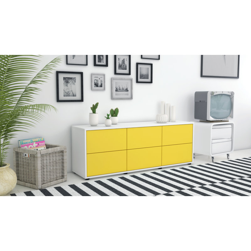 Wunderlich Unfinished TV Stand for TVs up to 60, Yellow / Matte White
