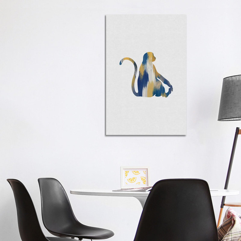 Monkey Blue And Yellow by Orara Studio - Wrapped Canvas Gallery-Wrapped Canvas Giclée, 101.6 cm H x 66.04 cm W x 1.91 cm D