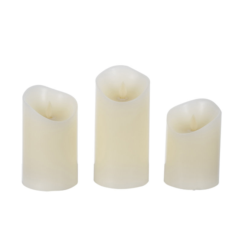 Ensemble de 3 bougies sans flamme sans parfum Biborka