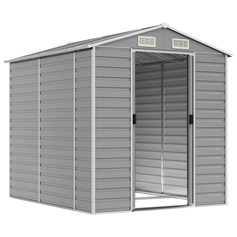 Brenyn Garden Shed 191x215x198 cm Galvanised Steel, Light Grey