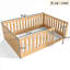 Lit pour enfant pleine grandeur Kid-Safe, style Montessori, bois massif naturel chaud avec porte intégrée et clôture haute
