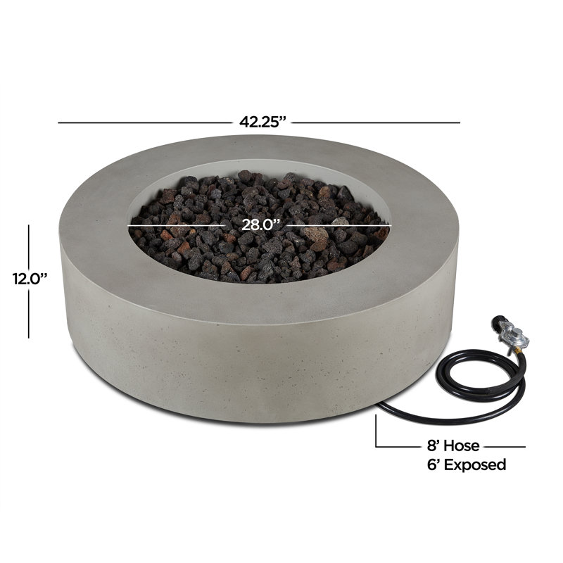 La Valle Concrete Propane Fire pit Table, Flint