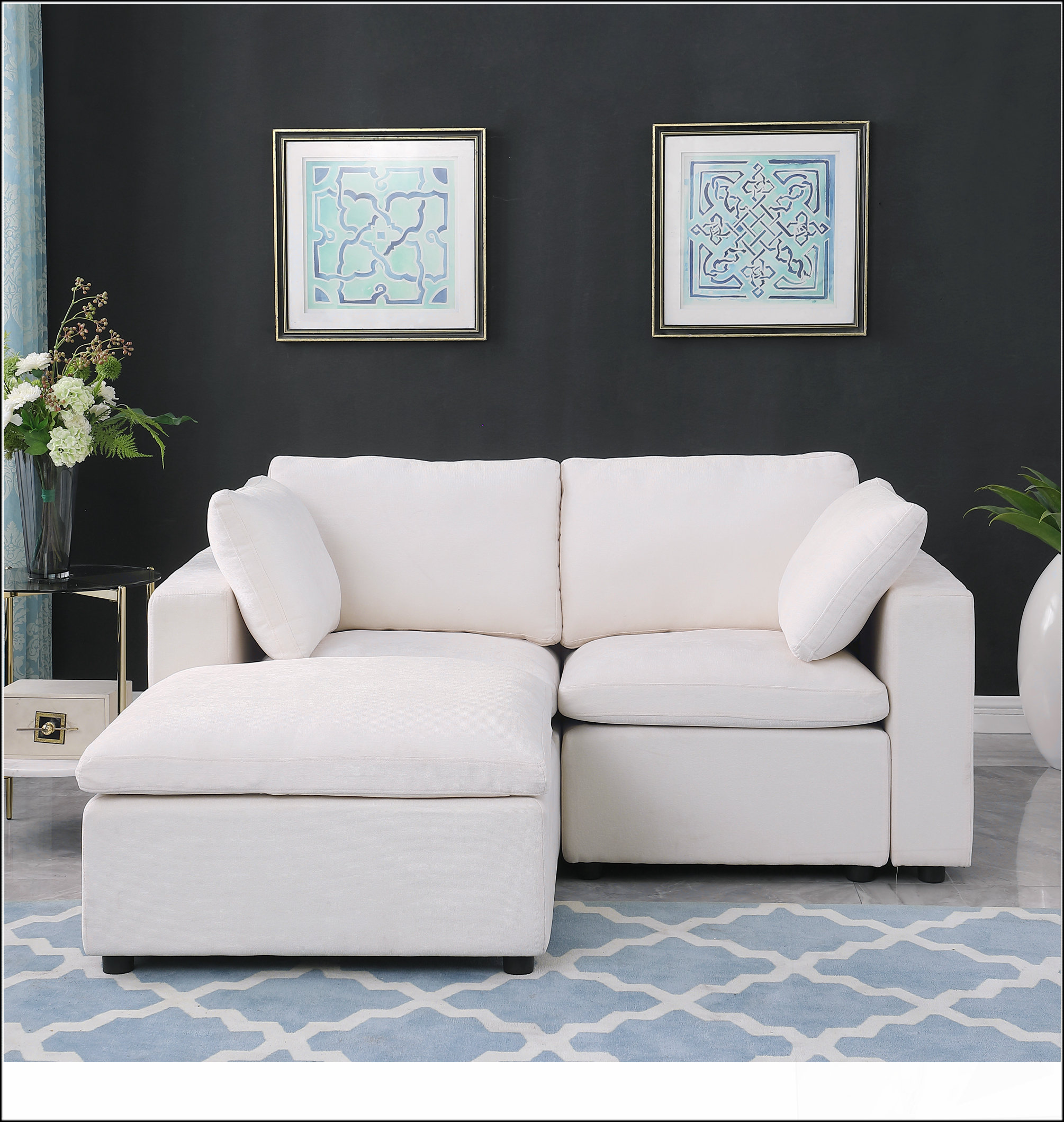 Latitude Run® 68.5 Loveseat Sofa with Ottoman Modular Sectional Love ...