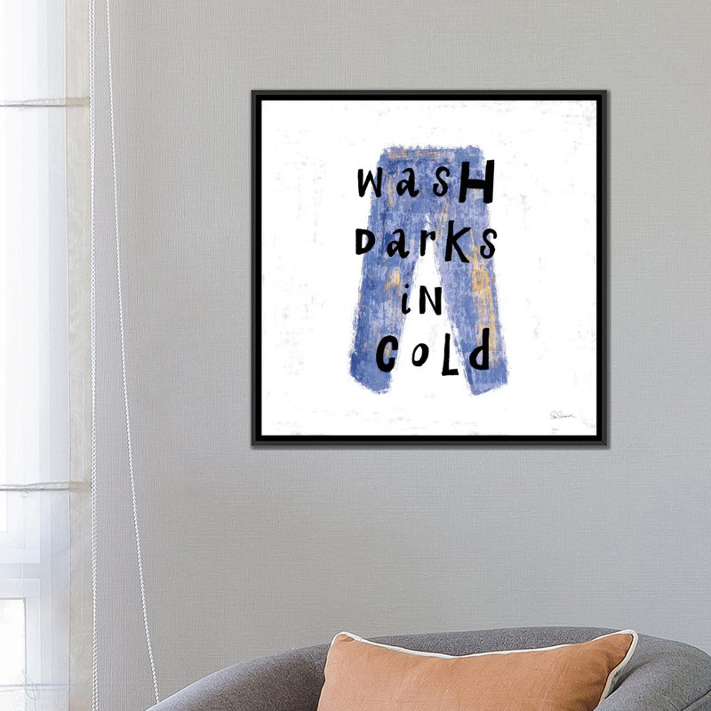 « blanchissage rules v », art textuel sur toile, H 18 po x l 18 po x P 1,5 po, Toile avec cadre noir, Pas de tapis