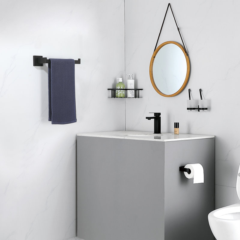 Porte-serviettes mural en acier inoxydable, Noir mat