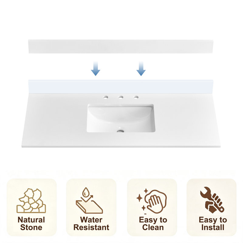 48 inch Quartz White Vanity Backsplash, 48 inch