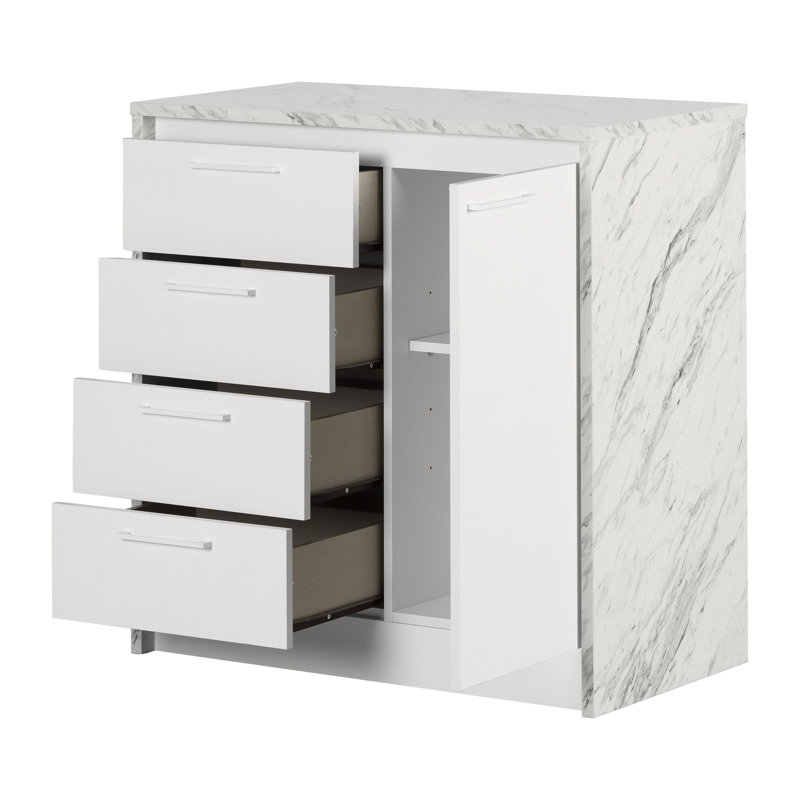Petit îlot de cuisine compact avec rangement Myro, Blanc