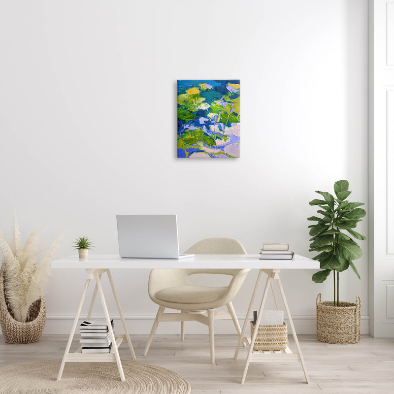 «Bold Pond Botanicals Lotus Flowers» par Dorothy Fagan - peinture sur toile tendue, H 20 po x l 16 po x P 1,5 po