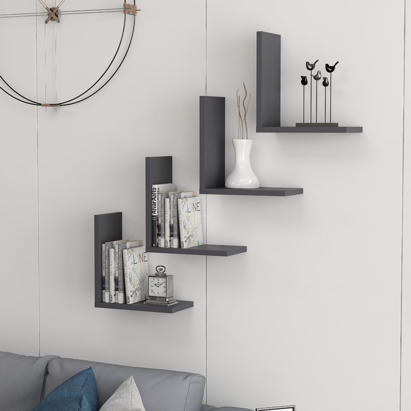 Blalock 4 Piece Floating Shelf, Anthracite