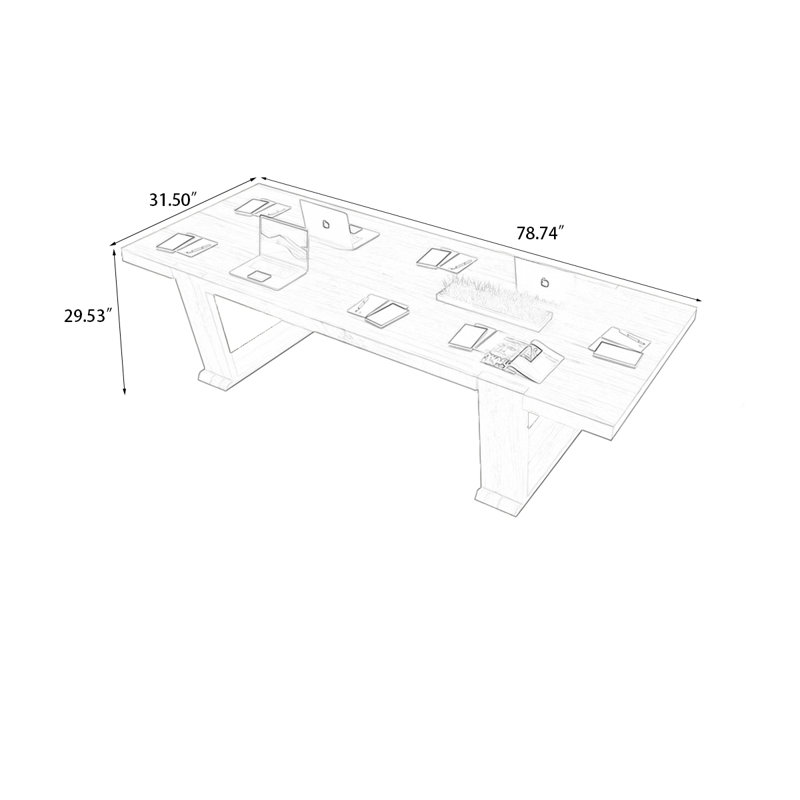 Table de conférence Burlywood, H 29,53 po x L 78,74 po x l 31,5 po