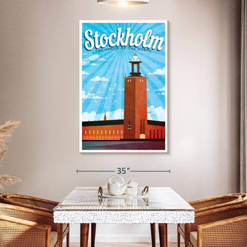Affiche rétro de Stockholm, Stockholm, H 51 po x l 34 po