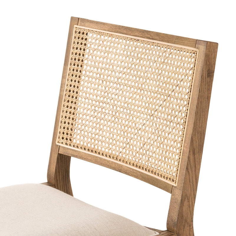 Sage Upholstered Dining Chair, Cream Flax Polyester Blend, Toasted Oak