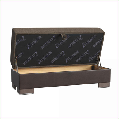 Ottoman with Storage for Studio/Dorm/Living Room, Clean-Lined Walnut Brown | Brown | Wood