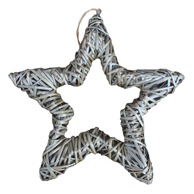 Hailsham Wicker Star Hanging Sculpture, Antique Wash