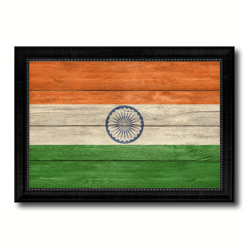 «India Country Flag», reproduction sur toile encadrée, H 15 po x l 21 po x P 1 po, Encadrement noir