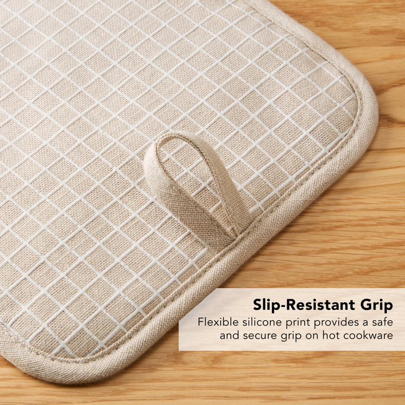 KITCHENAID Gourmet Series Gridlines Pot Holders 2-Pack, Milkshake Tan