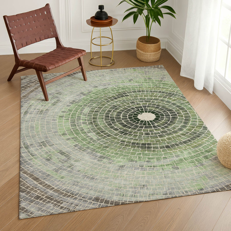 Machine Washable Indoor/Outdoor Chantille ACN2524 Geometric Rug, Aloe, Rectangle 10' x 14'