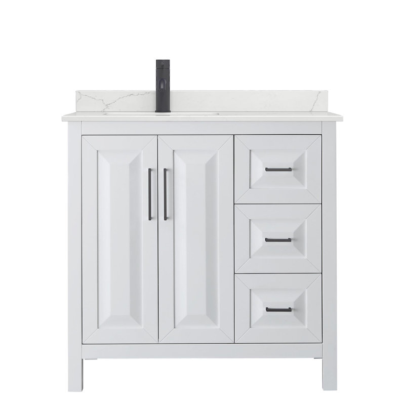 Daria 36'' White Single Bathroom Vanity with Quartz Top