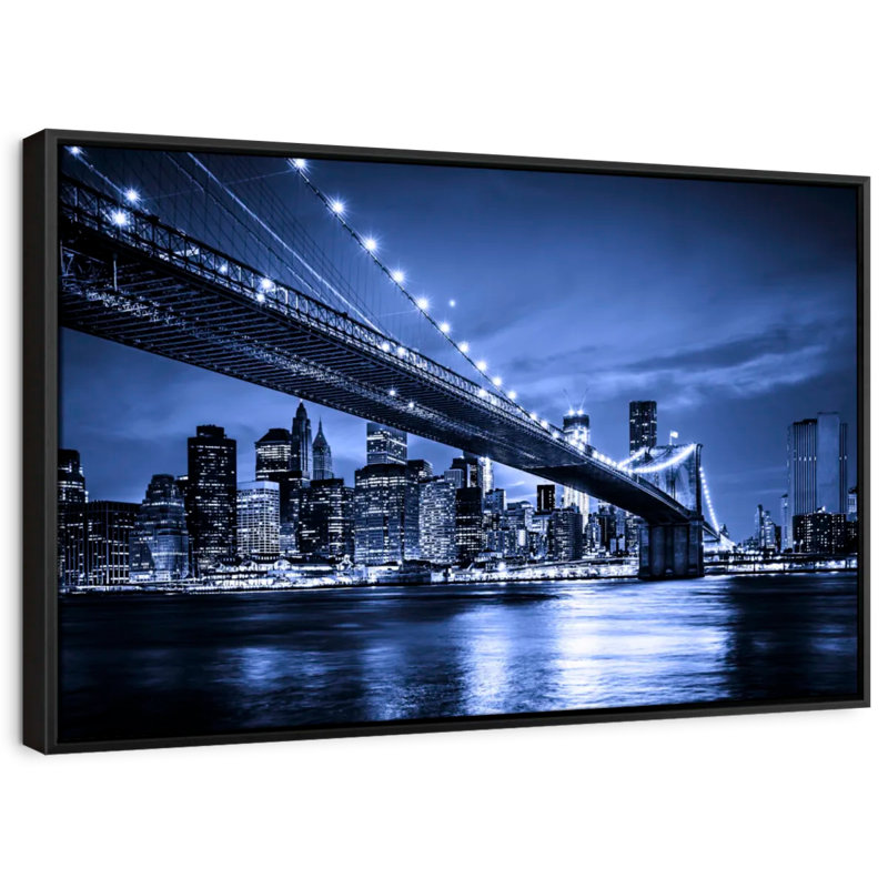 «Twinkling Brooklyn Bridge Wall Art», H 25 po x l 37 po