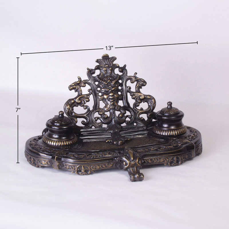 Estabrook Decorative Double Inkwell, Brass