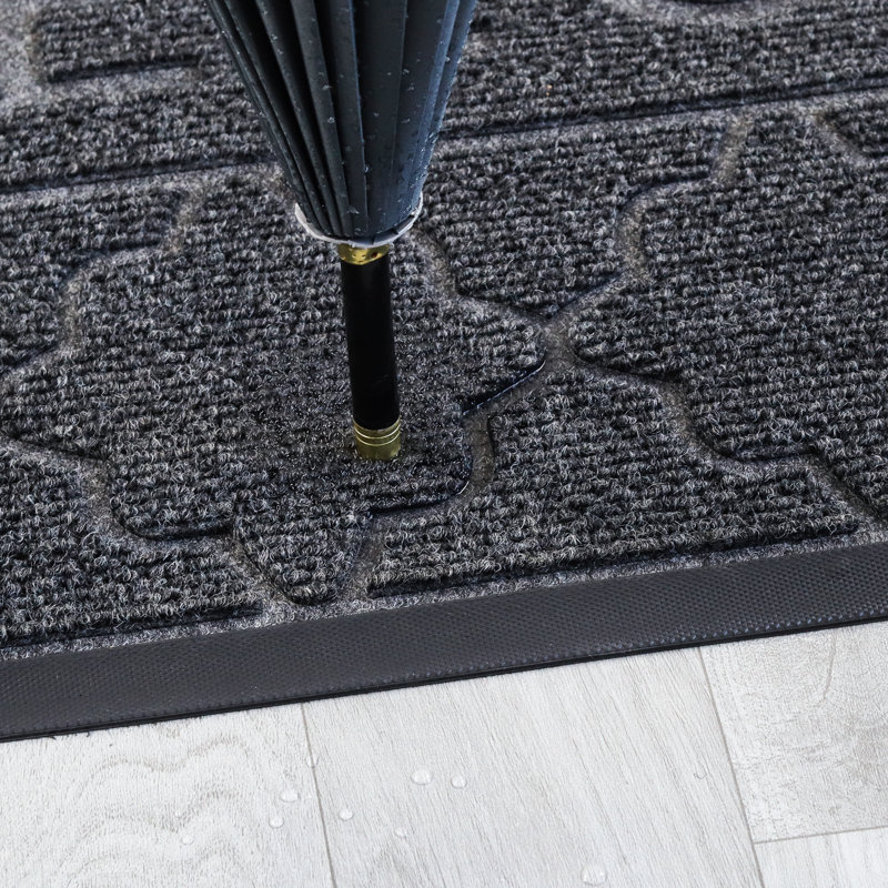 Tapis d'entrée extérieur antidérapant Kunigonde, Gris foncé, L 24 po x L 48 po