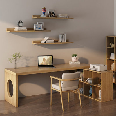70.87" Burlywood L-Shaped Solid Wood Office Sets