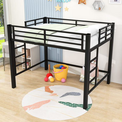 Loft Bed With Dual Ladders And Guardrails