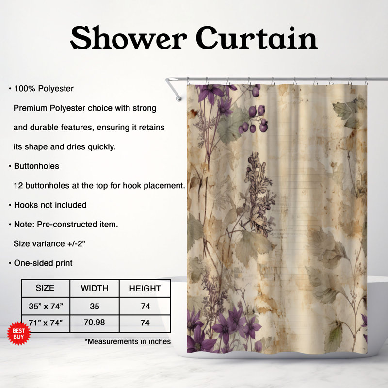 Rideau de douche Aged Scrolls - Premium, H 74 po x l 71 po