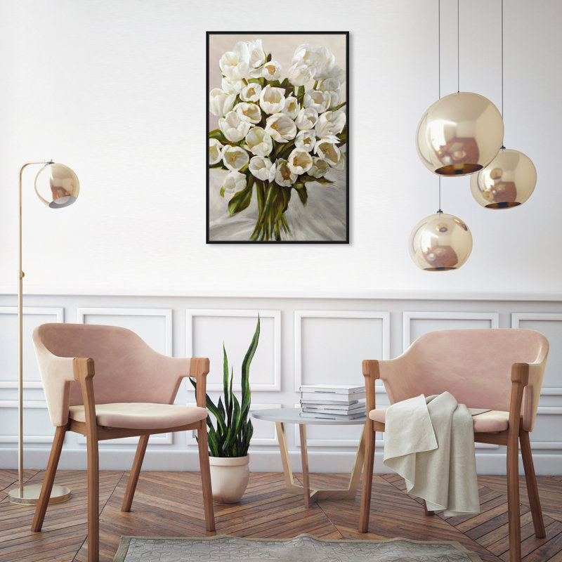 Tulipes élégantes-impression sur toile tendue, Cadre noir, H 15 po x l 10 po