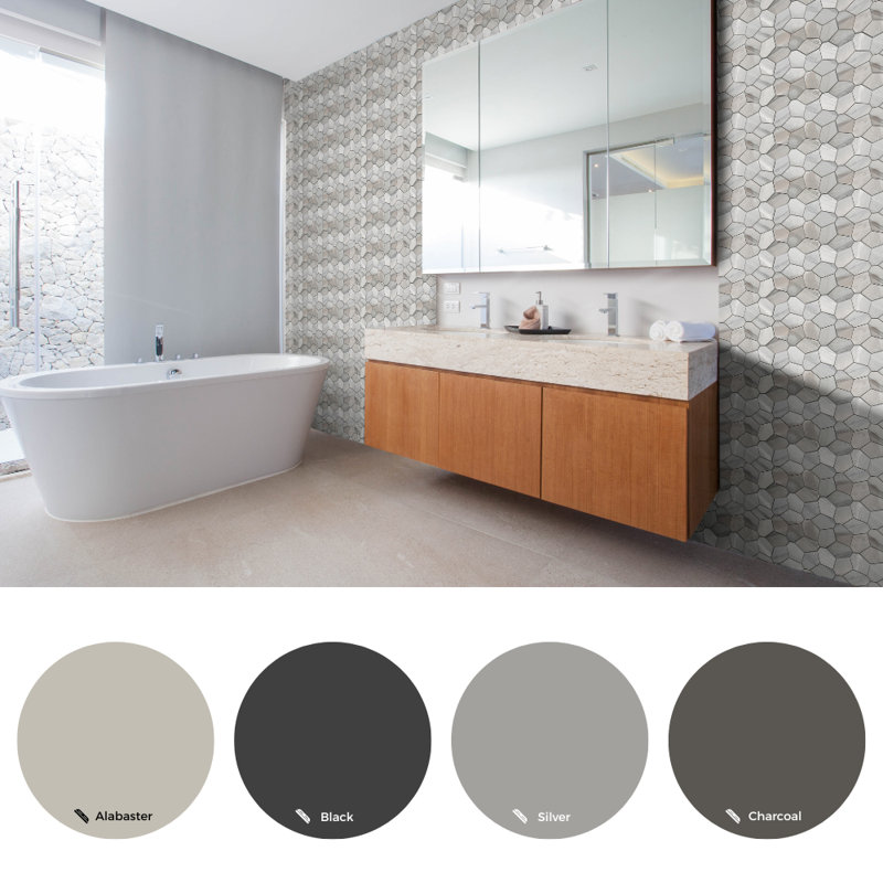 Stately Oasis 14" x 16" Porcelain Novelty Marble Look Wall & Floor Tile, Alaska Gray