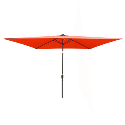 Parasol d'extérieur à DEL solaire 10 x 6,5T avec manivelle et bouton poussoir inclinable pour la cour