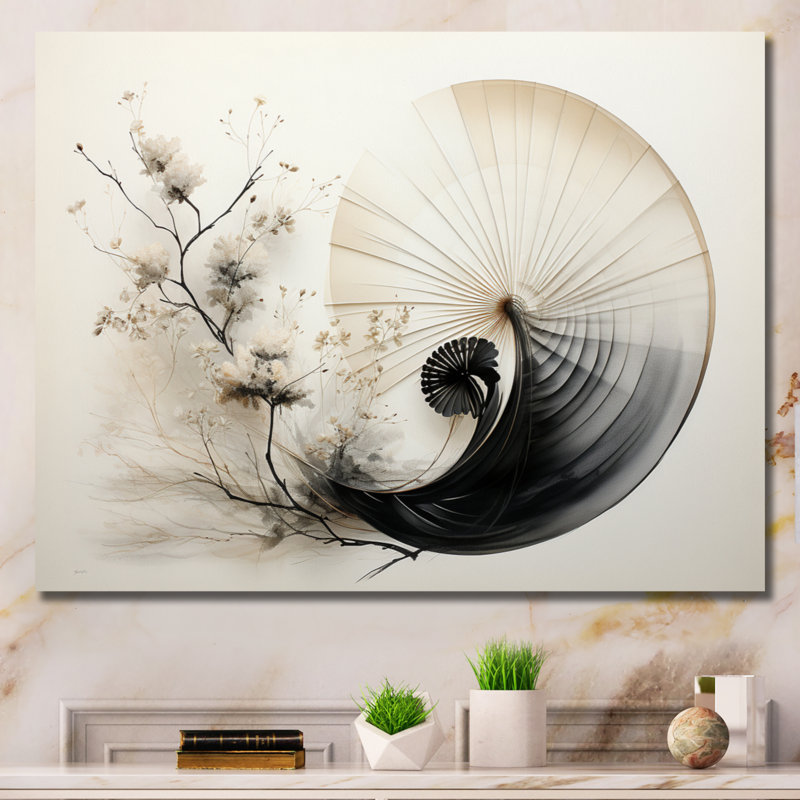 Asian Art Seashell Sumi VI, reproduction d'art sur toile, H 34 po x l 44 po x P 1,5 po, Toile tendue