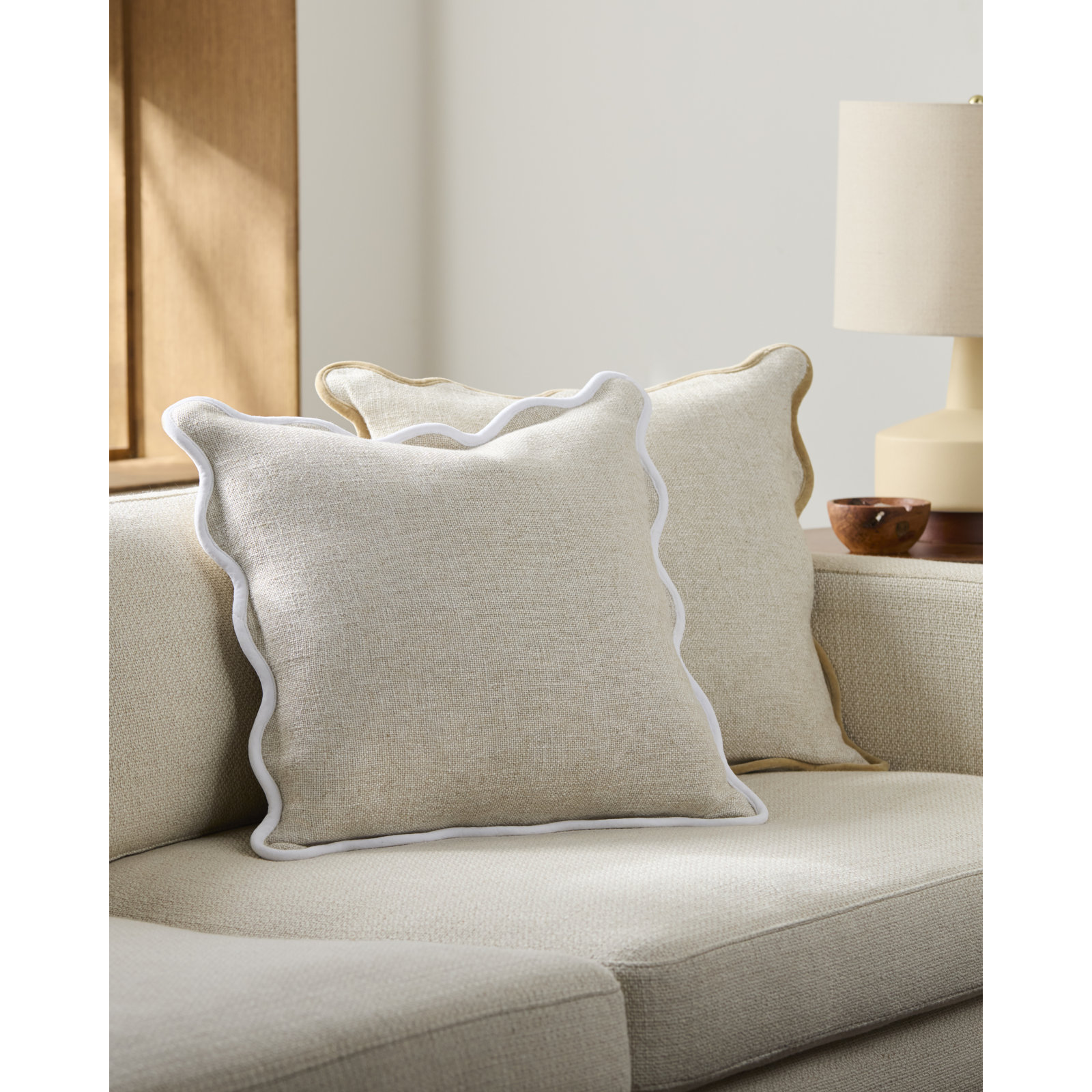 Marea Throw Pillow, White/Cream, Square 20", Pillow Cover Only - No Insert