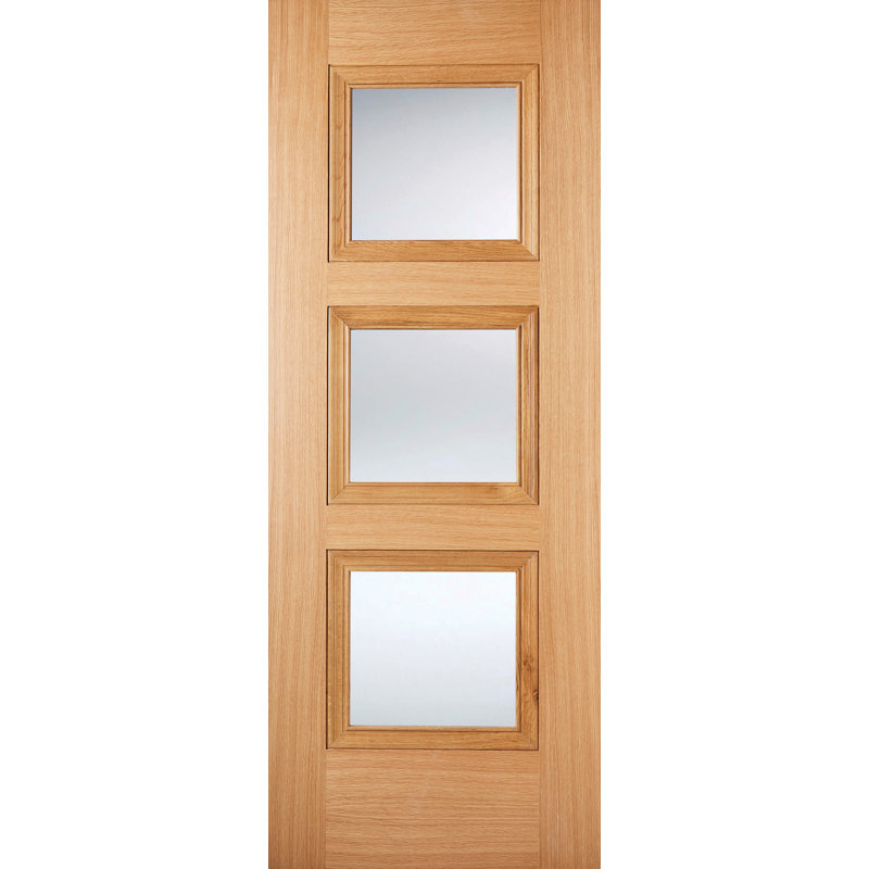 Amsterdam Prefinished Oak Glazed Internal Door, 198.1cm H x 76.2cm W x 3.5cm D