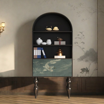 Art deco arched multi-functional bookcase