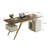 Luxury Walnut Finish Desk With Gold Legs Dual Storage And Wireless Charging