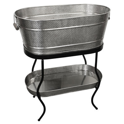 Hebb TableCraft Brickhouse Collection 12.75-Gallon Stainless Steel Beverage Tub Set, Includes Stand & Accessories
