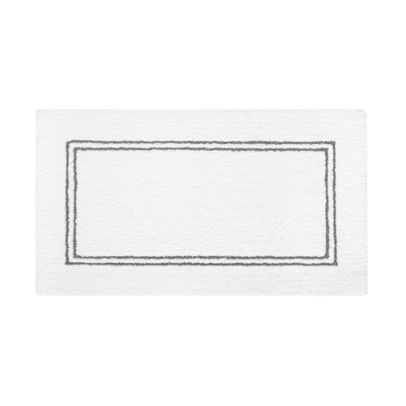 Continental Bath Rug, 28" W x 47" L, White/Silver