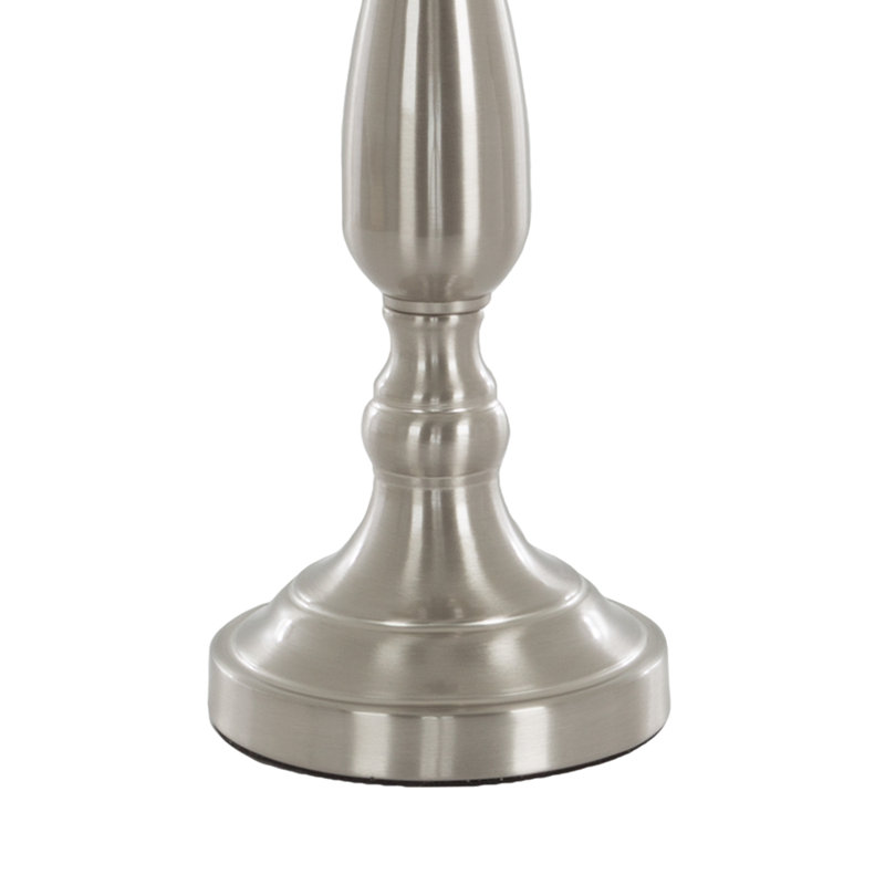 Lavish Home 25.5" Brushed Steel Table Lamps - Set of 2 Traditional Accent Desk Lamp Lights with LED Bulbs - Home Décor for Bedroom, Living Room, Office, or Entry