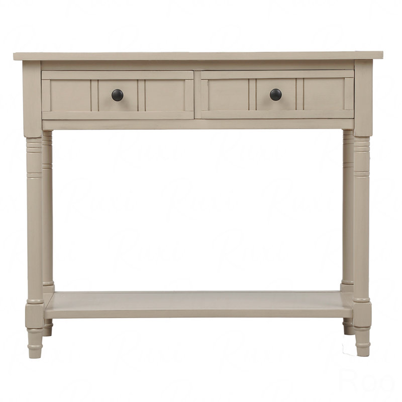 Console de style traditionnel avec deux tiroirs et une tablette inférieure, Gris